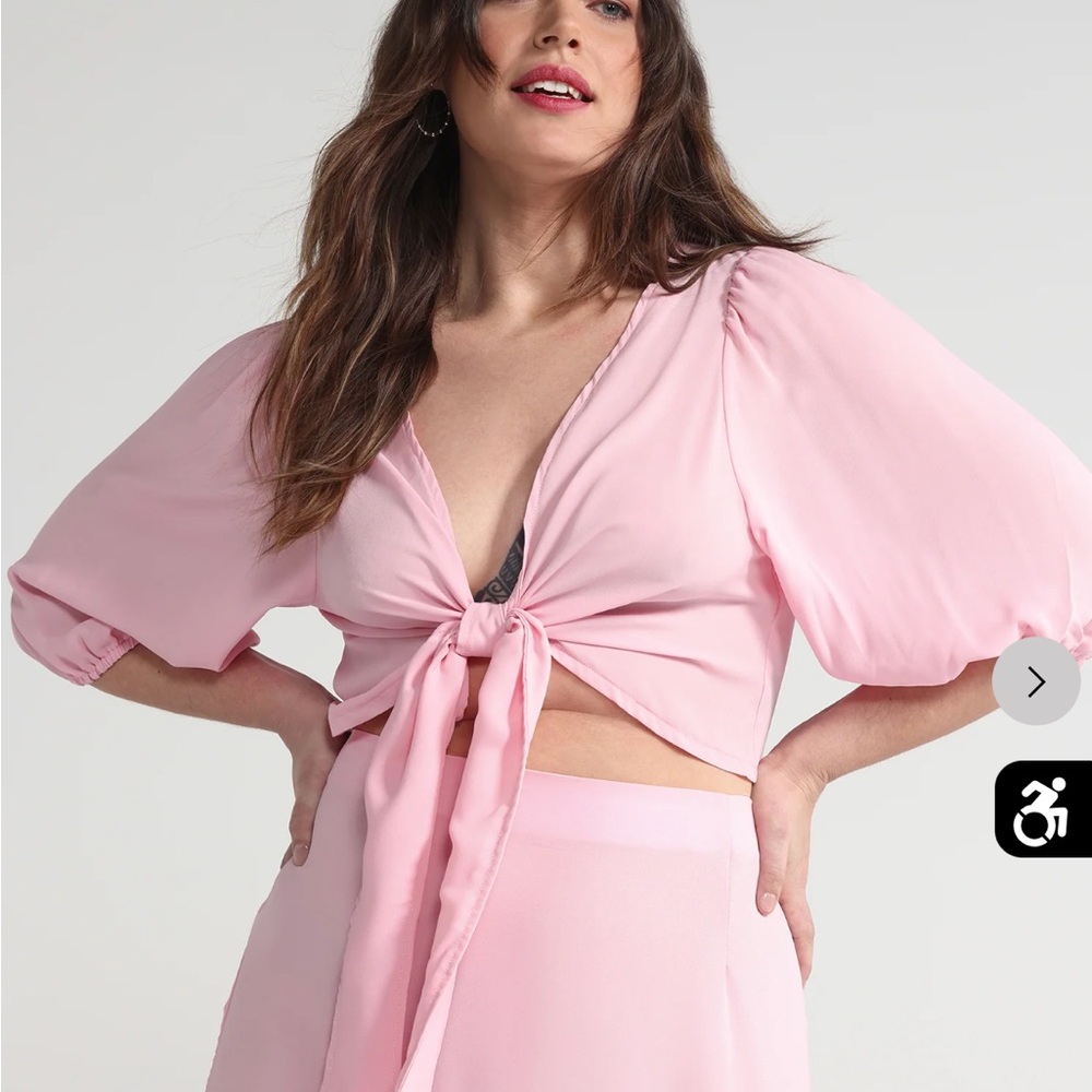 Pink Tie-Front Blouse